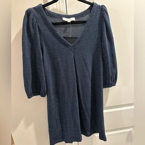LOFT Navy and White Striped Dress